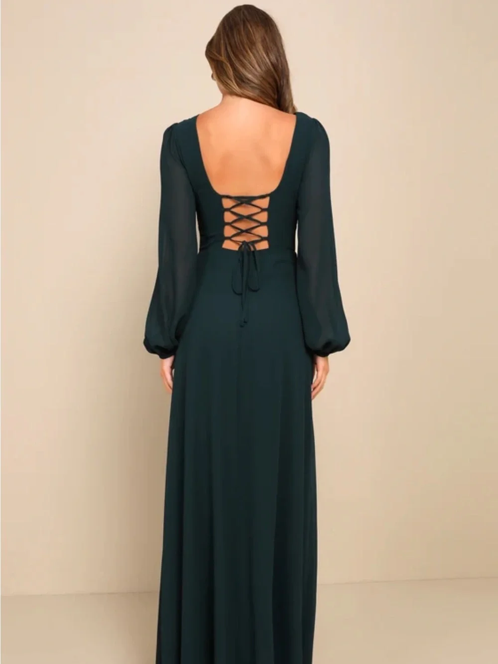 Lulus Marvelous Affair Emerald Green Pleated Lace-Up Maxi Dress Size Large